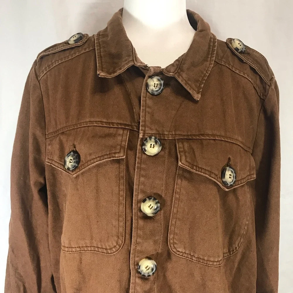 Free People Eisenhower Denim Jacket In Brown - Picture 8 of 9